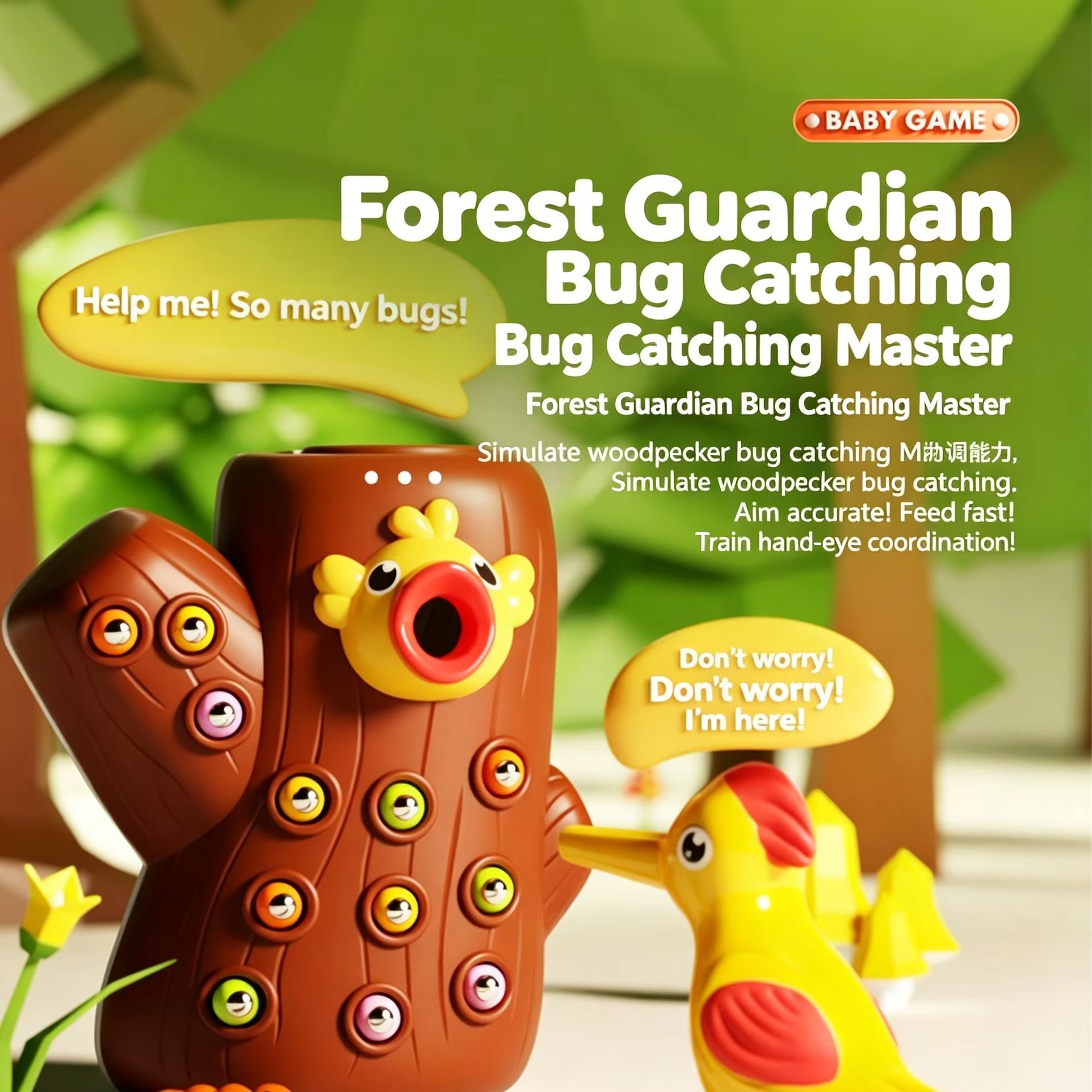 Bug Catching Kit - Brinquedos Woodpecker: Pesca, Captura de Insetos,