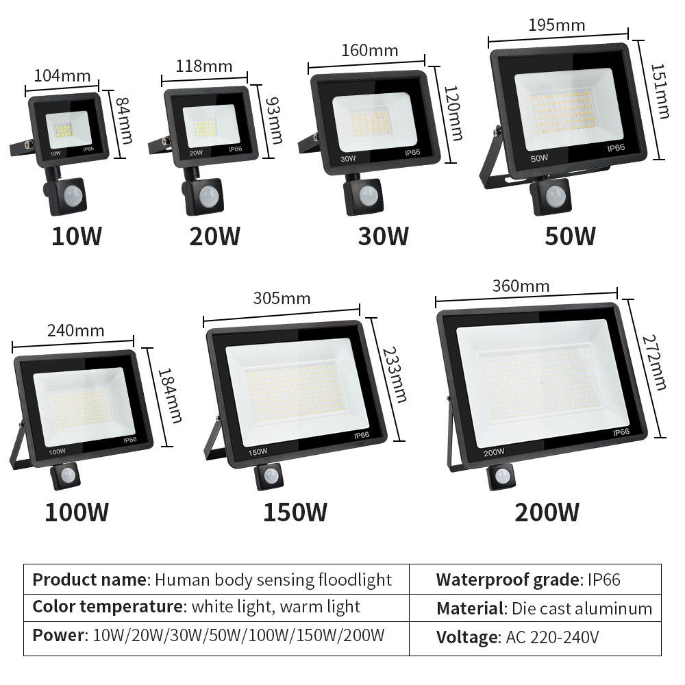 200w led pir sensor de movimen - Balance Beam Outdoor avaliação e preço